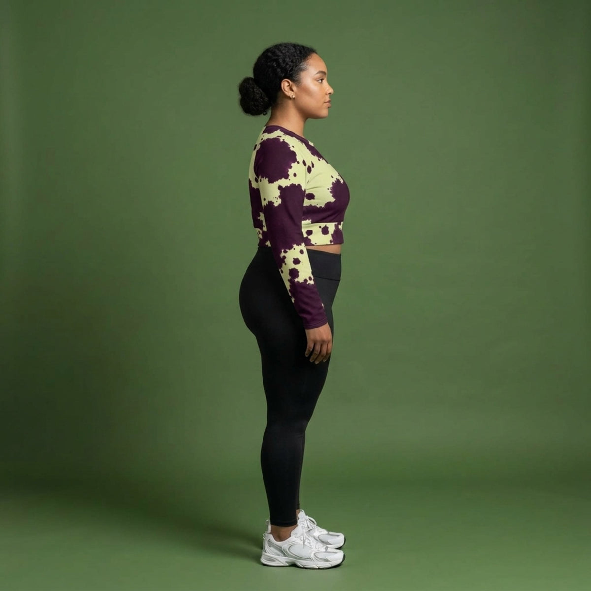 Autumn Fest Orchid Long Sleeve Crop Top – abstract print from the real flower, image 3