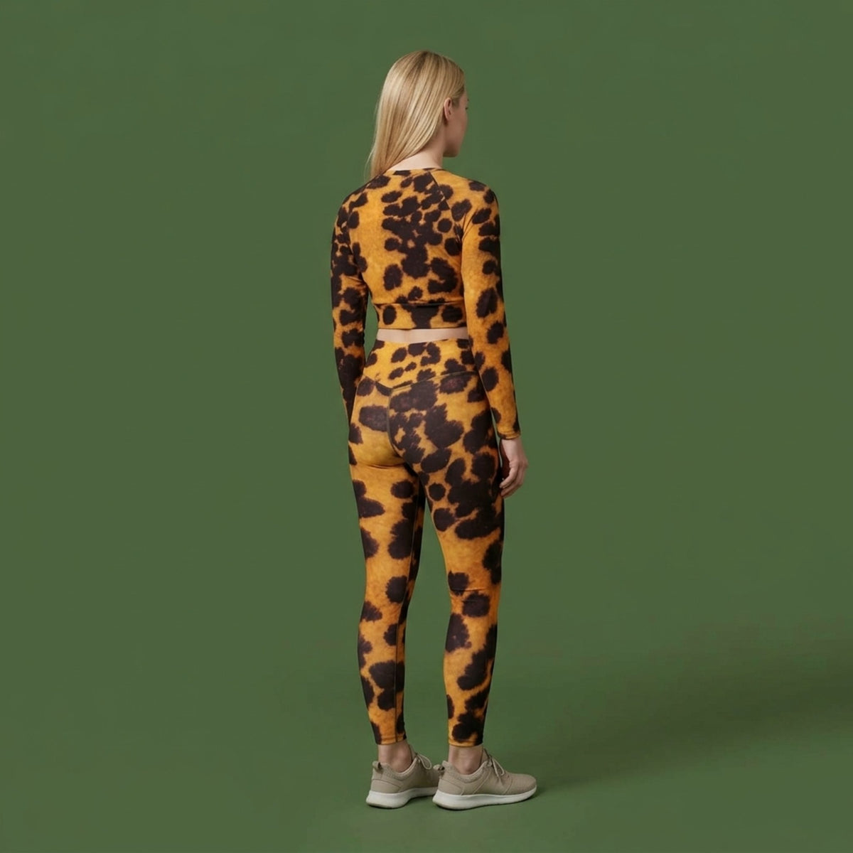 Tiger Orchid Long Sleeve Crop Top – abstract print from the real flower, image 9
