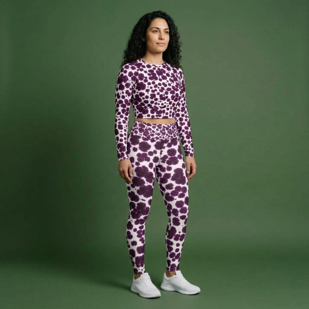 Lioulin Wild Cat Orchid Long Sleeve Crop Top – abstract print from the real flower, image 10