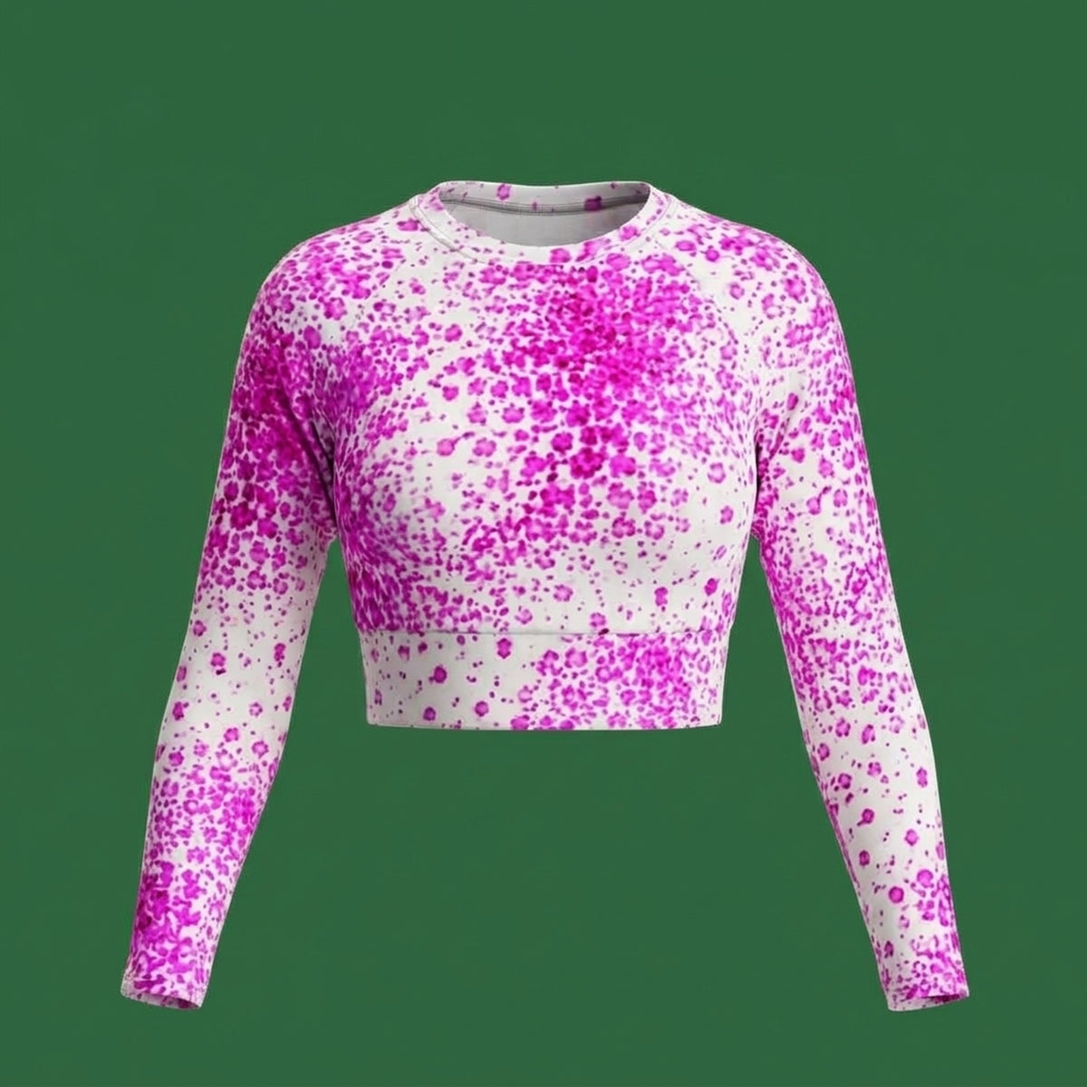 Pale Face Clown Orchid Long Sleeve Crop Top – abstract print from the real flower, image 10