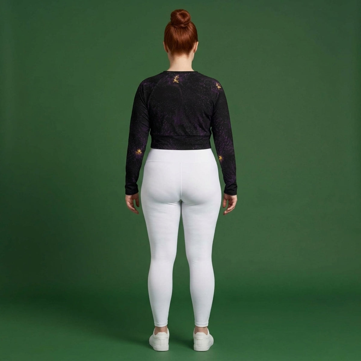 Sorbet Black Delight Viola Long Sleeve Crop Top – abstract print from the real flower, image 5