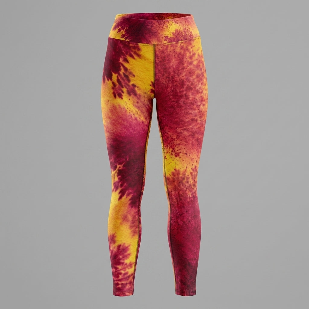 Leggings in the Xen Phoenix Orchid print, studio product shot (view 3).