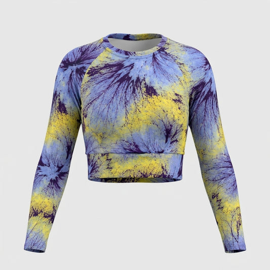Deltini Blue Purple Wing Viola Long Sleeve Crop Top