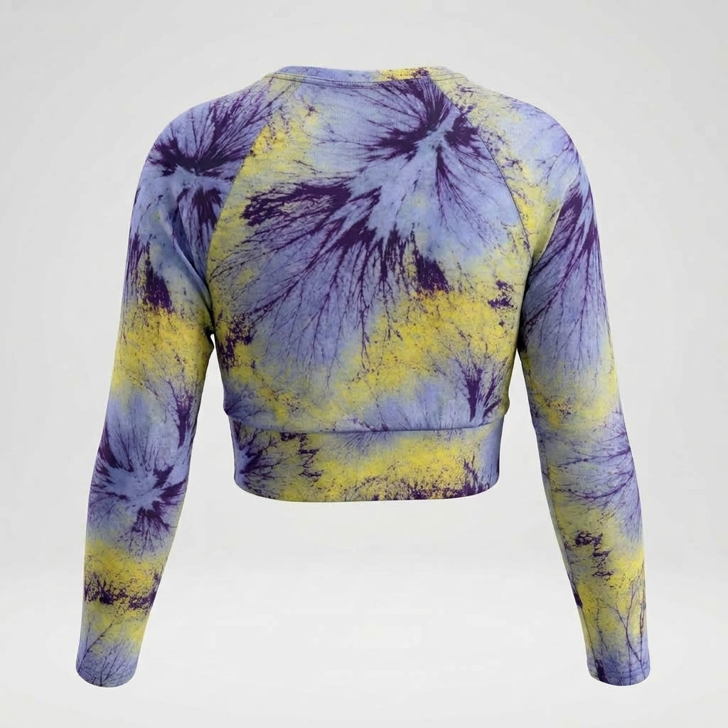 Deltini Blue Purple Wing Viola Long Sleeve Crop Top
