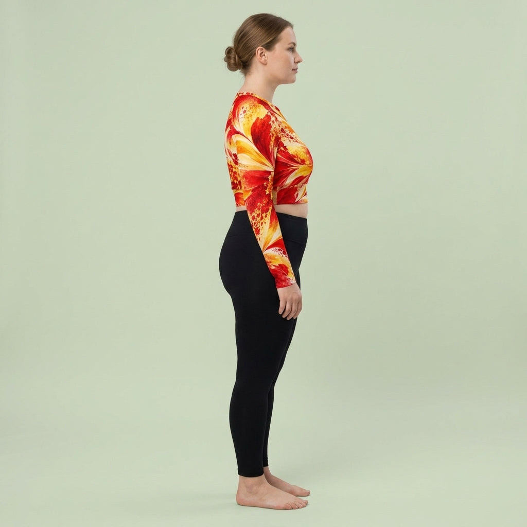 Octopus Sparkle Dahlia Long Sleeve Crop Top