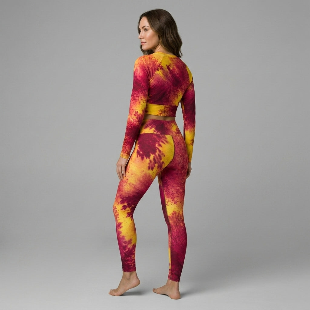 Leggings in the Xen Phoenix Orchid print, studio product shot (view 10).