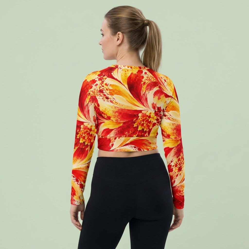 Octopus Sparkle Dahlia Long Sleeve Crop Top