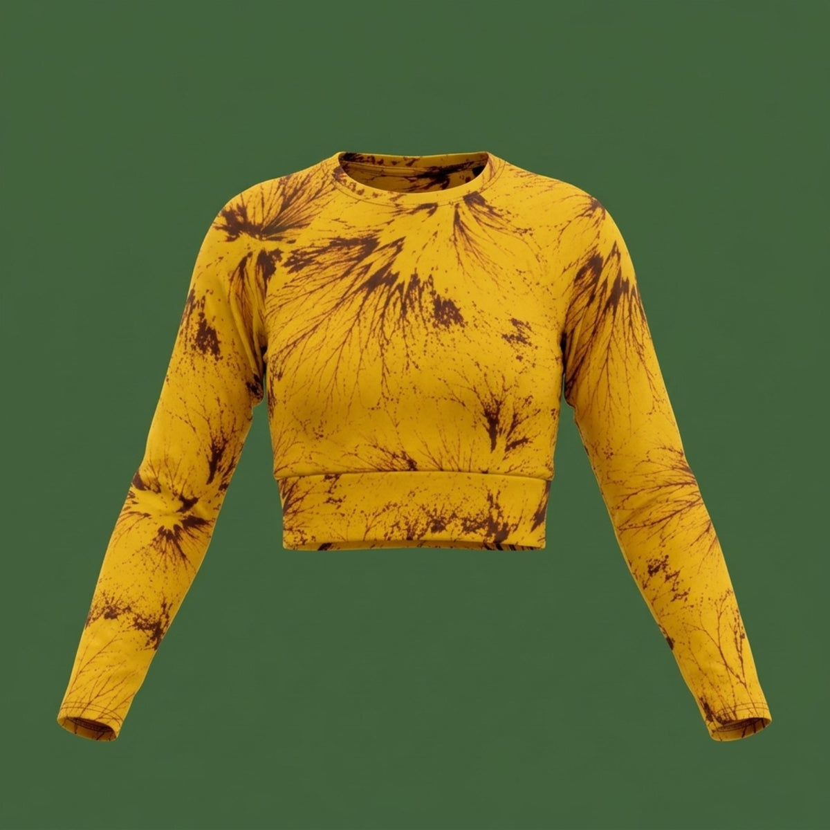 Sorbet Honeybee Viola Long Sleeve Crop Top – abstract print from the real flower, image 6