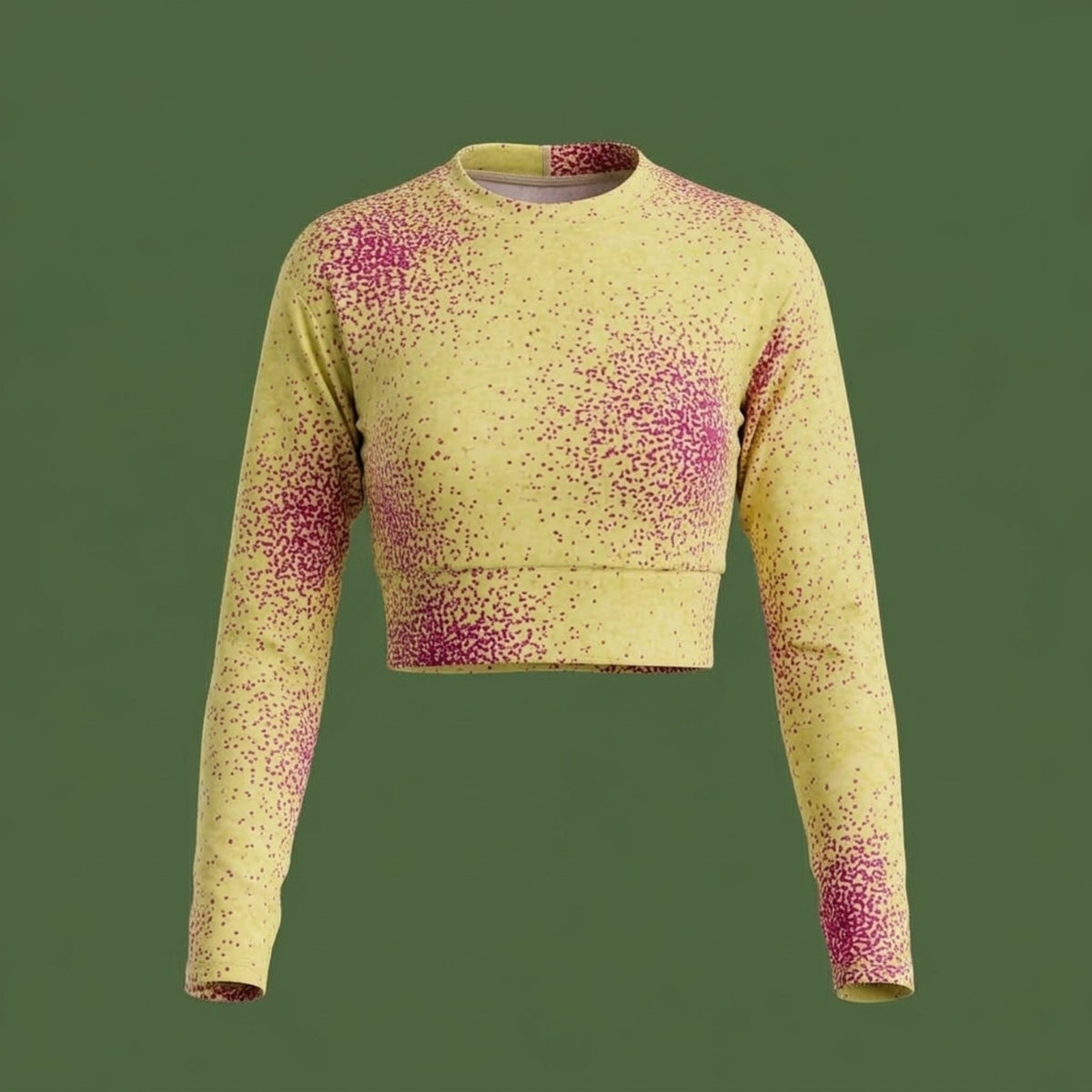Dust Bunny Orchid Long Sleeve Crop Top – abstract print from the real flower, image 4