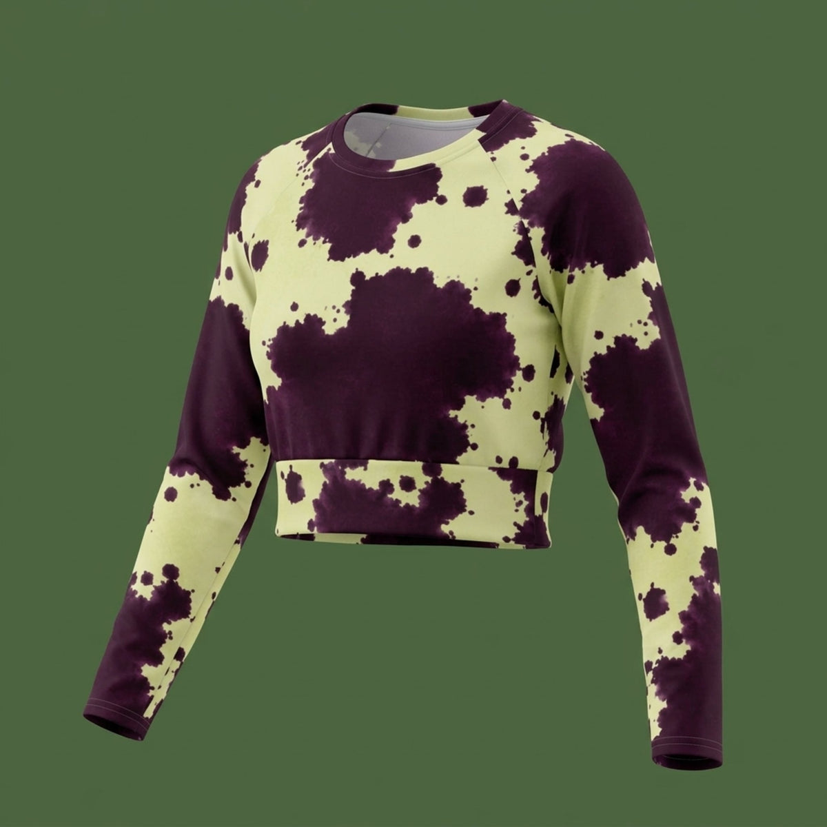 Autumn Fest Orchid Long Sleeve Crop Top – abstract print from the real flower, image 8