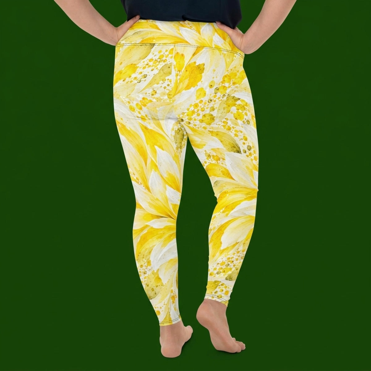 Grand Prix Dahlia Plus Size Leggings – abstract print from the real flower, image 1