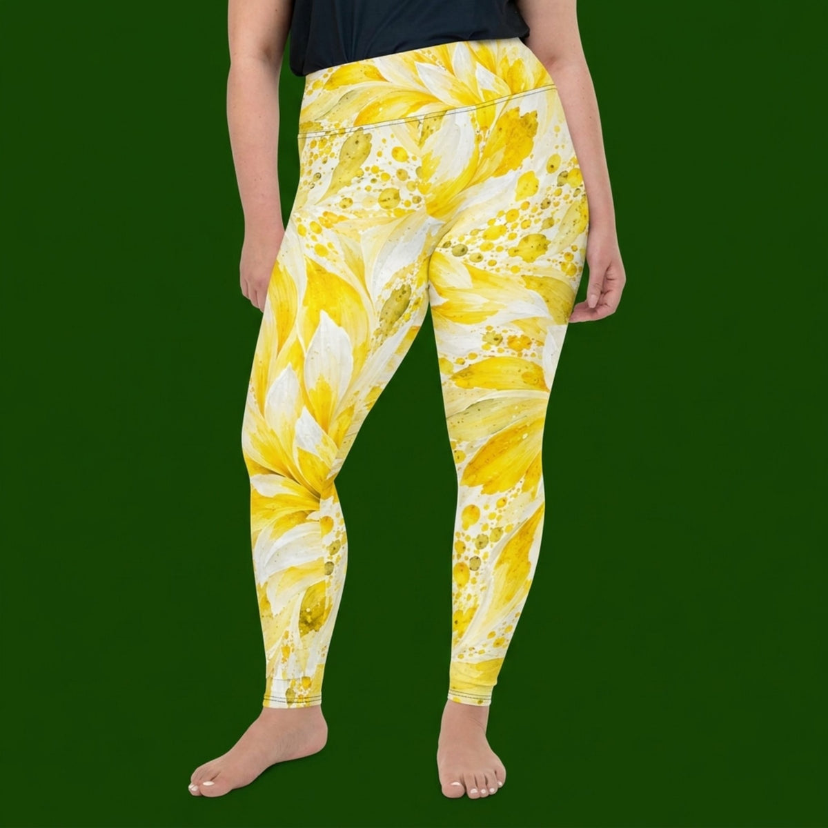 Grand Prix Dahlia Plus Size Leggings – abstract print from the real flower, image 3