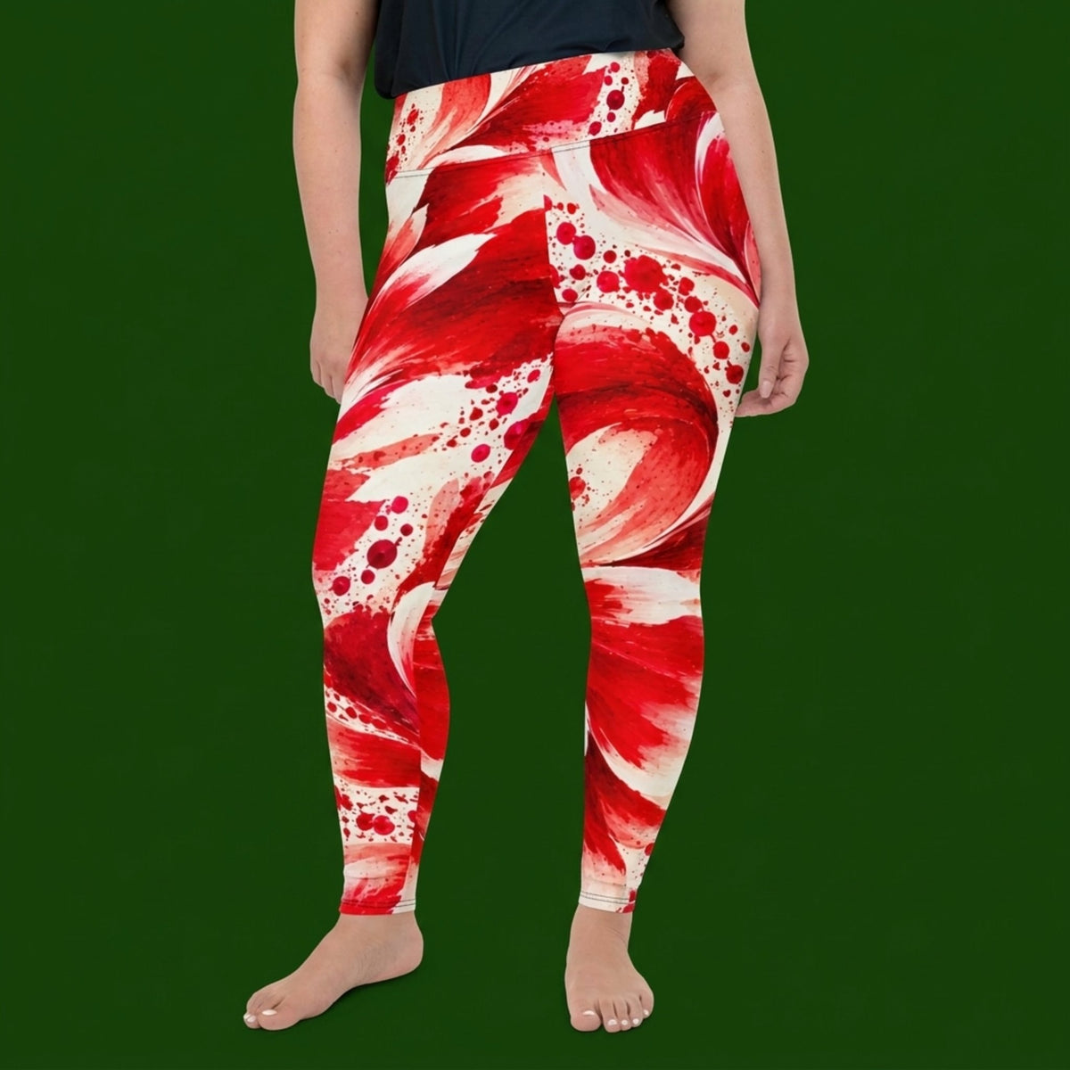Davos Dinnerplate Dahlia Plus Size Leggings – abstract print from the real flower, image 1