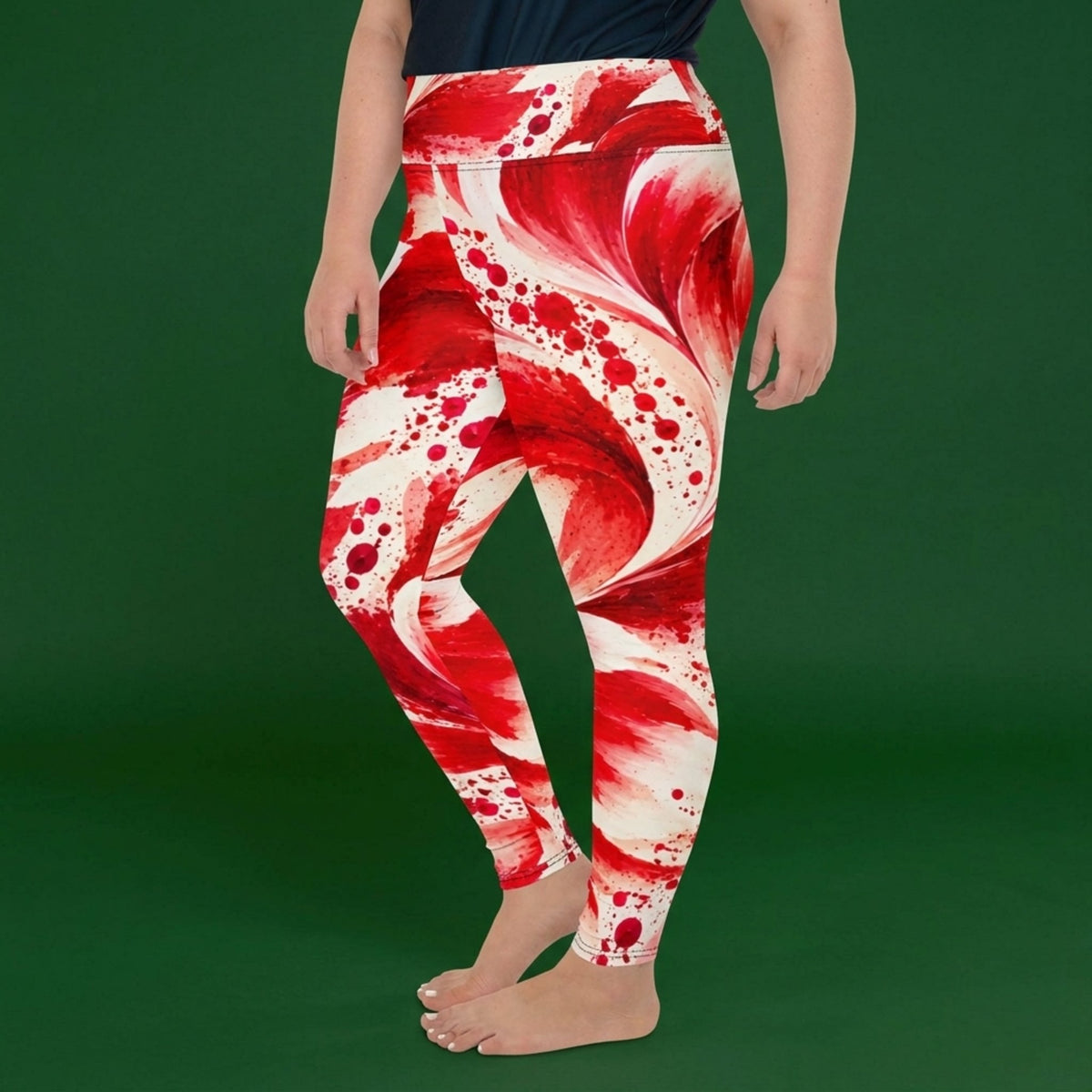 Davos Dinnerplate Dahlia Plus Size Leggings – abstract print from the real flower, image 2