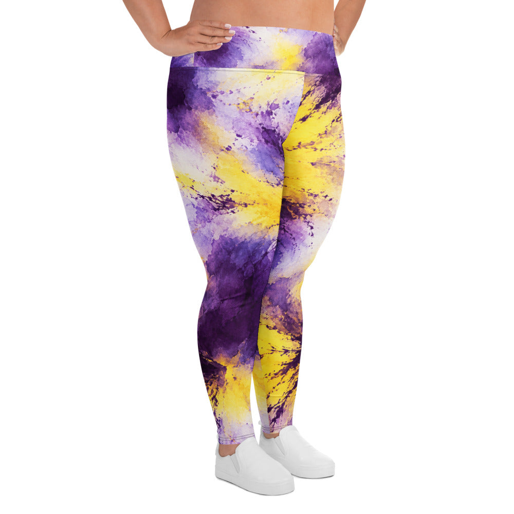Leggings in the Sorbet Midnight Glow print, studio product shot, right side view.