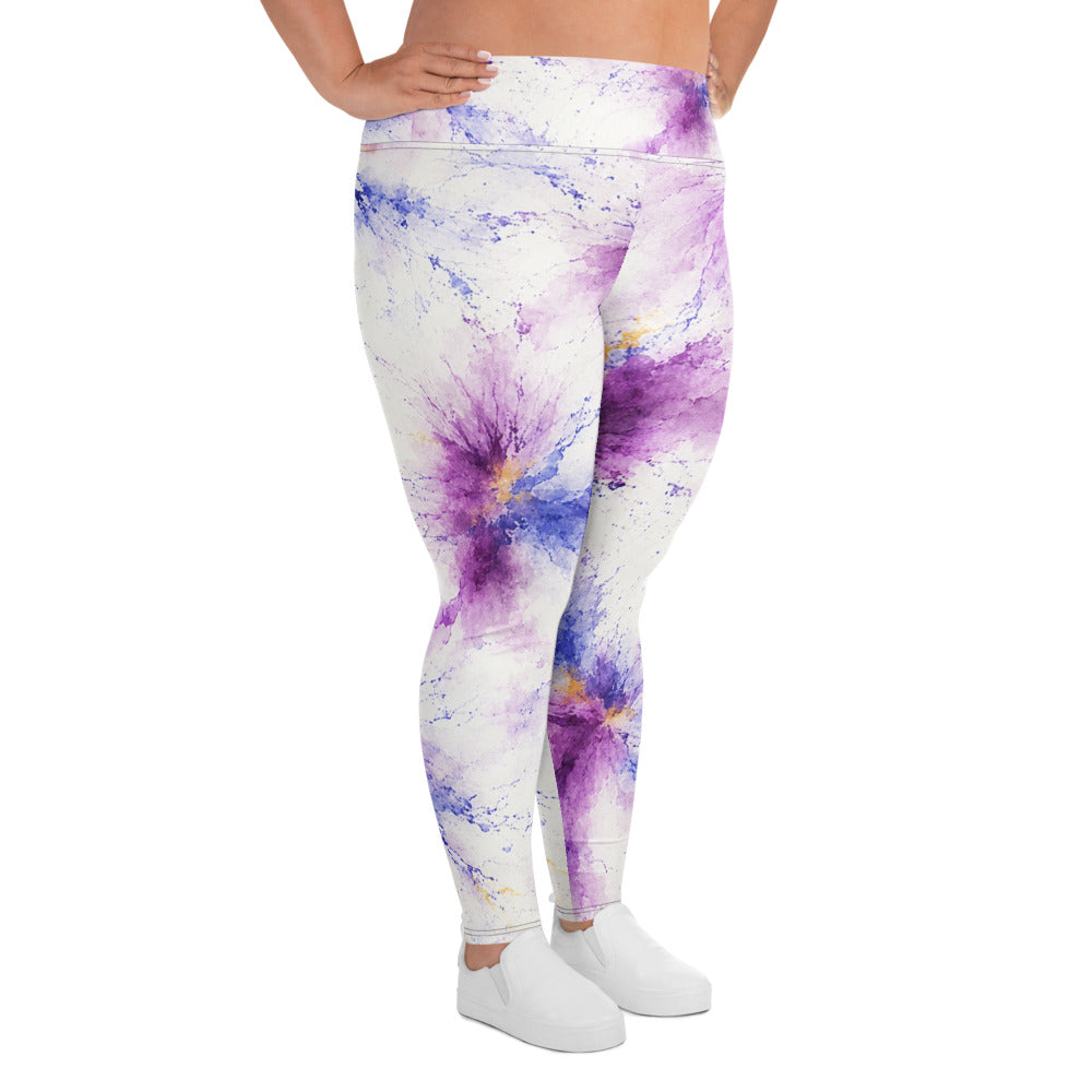 Leggings in the Sorbet Pink Halo print, studio product shot, right side view.