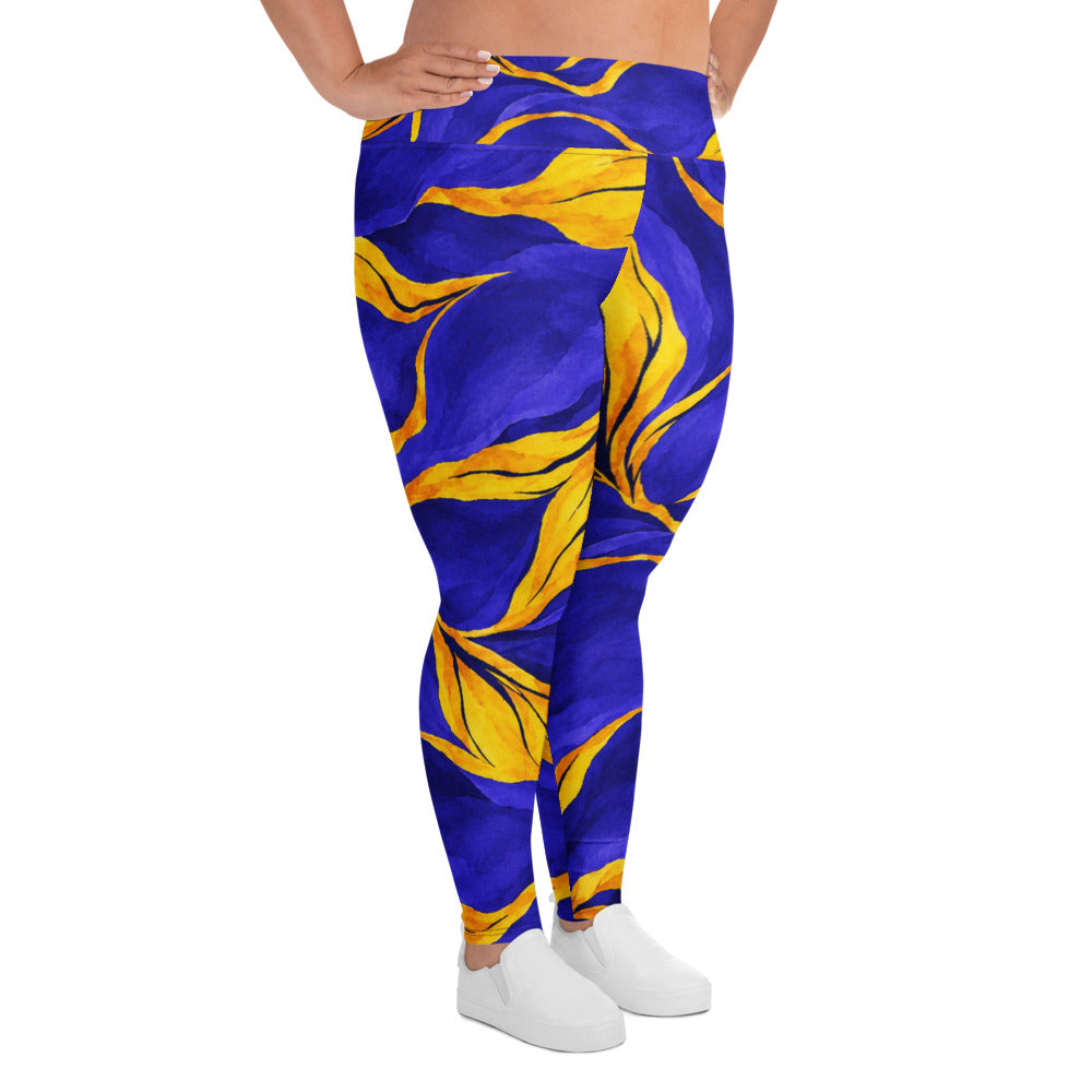 Leggings in the Sorbet Morpho print, studio product shot, right side view.