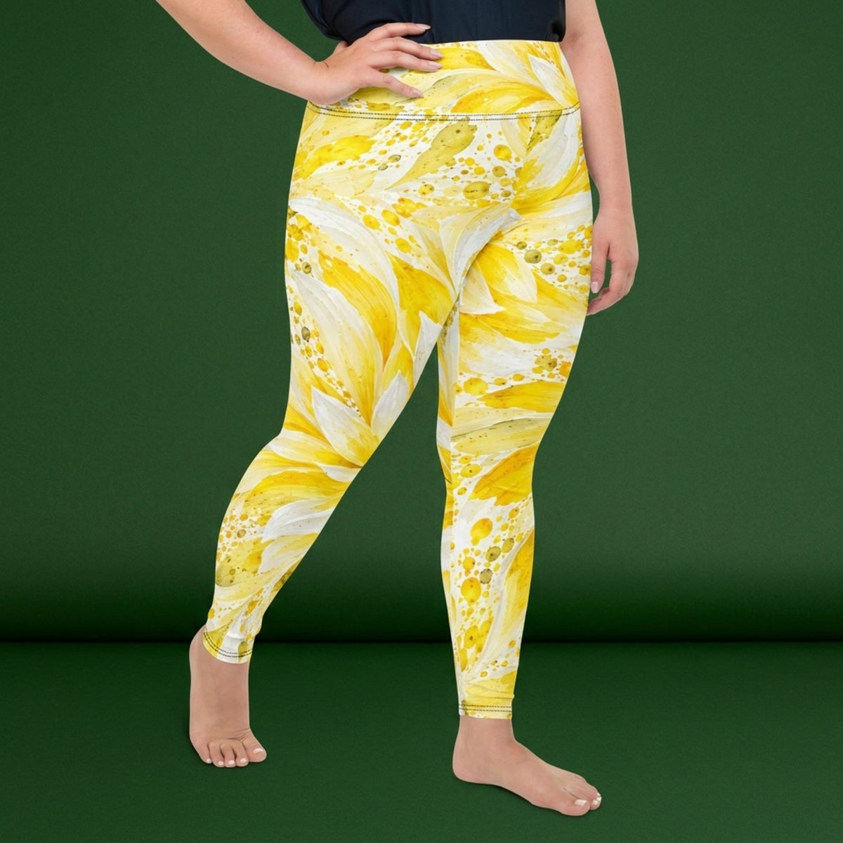 Grand Prix Dahlia Plus Size Leggings – abstract print from the real flower, image 4