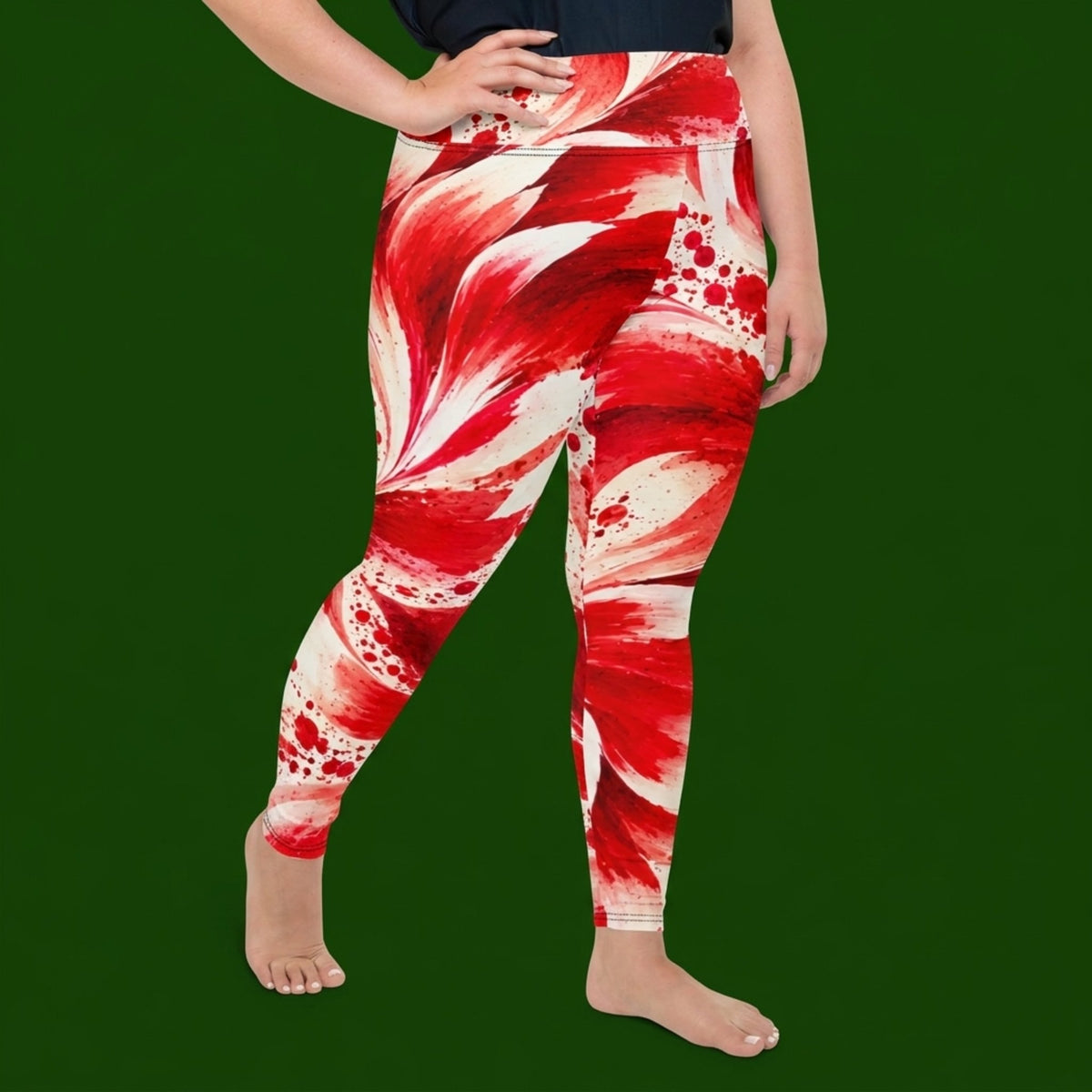 Davos Dinnerplate Dahlia Plus Size Leggings – abstract print from the real flower, image 3
