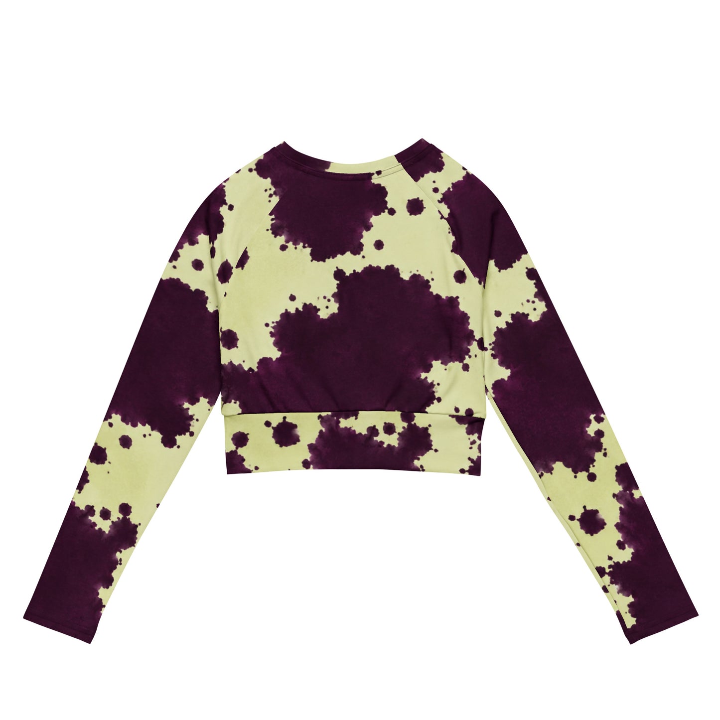 Autumn Fest Orchid Long Sleeve Crop Top - back view, cream and blush-pink Phalaenopsis orchid print