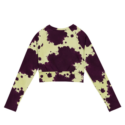 Autumn Fest Orchid Long Sleeve Crop Top - back view, cream and blush-pink Phalaenopsis orchid print