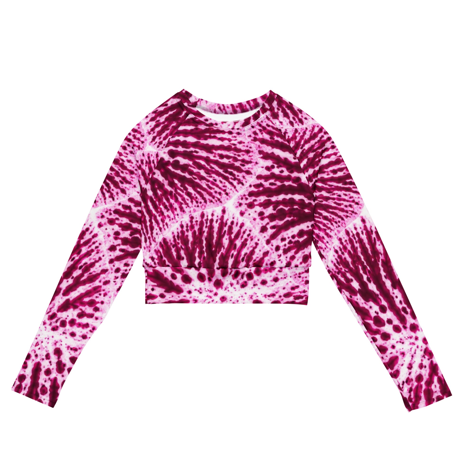 Phalaenopsis Orchid Long Sleeve Crop Top - front view
