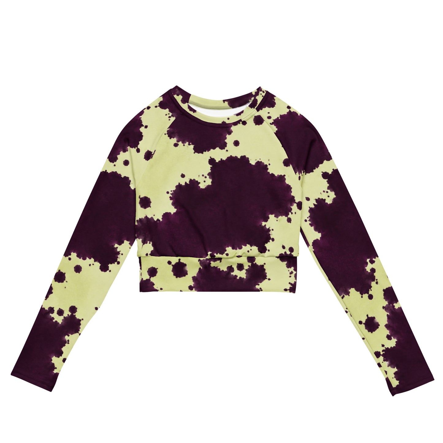 Autumn Fest Orchid Long Sleeve Crop Top - front view, cream and blush-pink Phalaenopsis orchid print