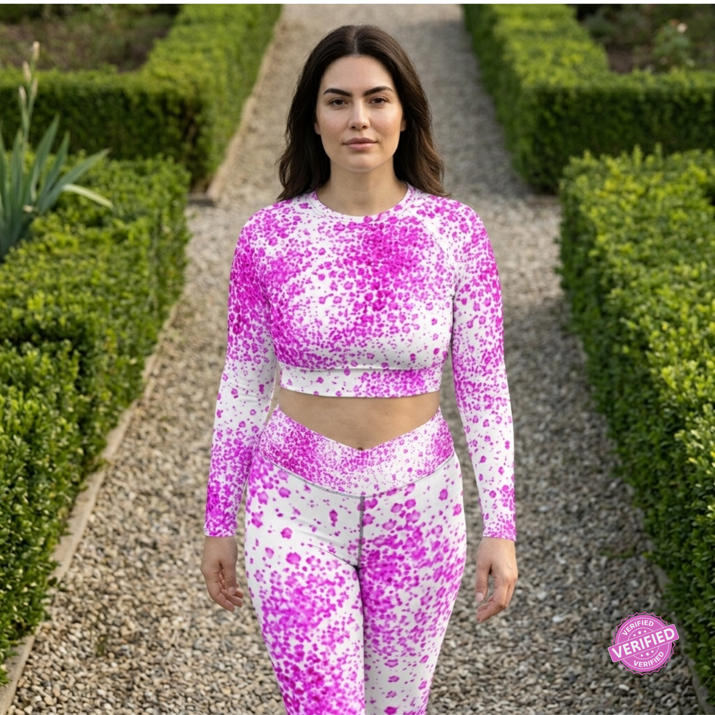 Pale Face Clown orchid Recycled long-sleeve crop top