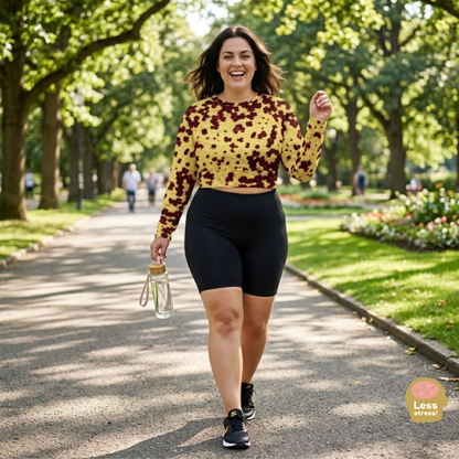 Godefroyae Orchid Long Sleeve Crop Top - lifestyle photo, outdoor setting