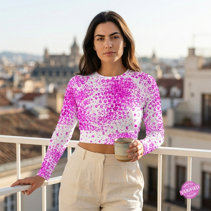 Pale Face Clown orchid Recycled long-sleeve crop top