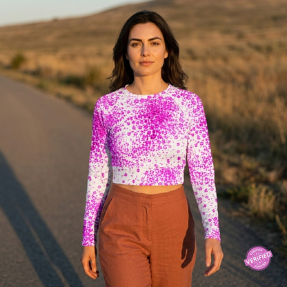 Pale Face Clown orchid Recycled long-sleeve crop top