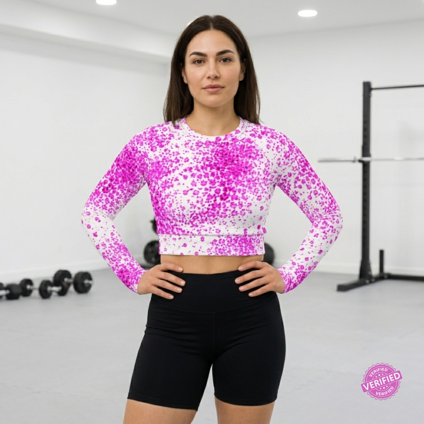 Pale Face Clown orchid Recycled long-sleeve crop top