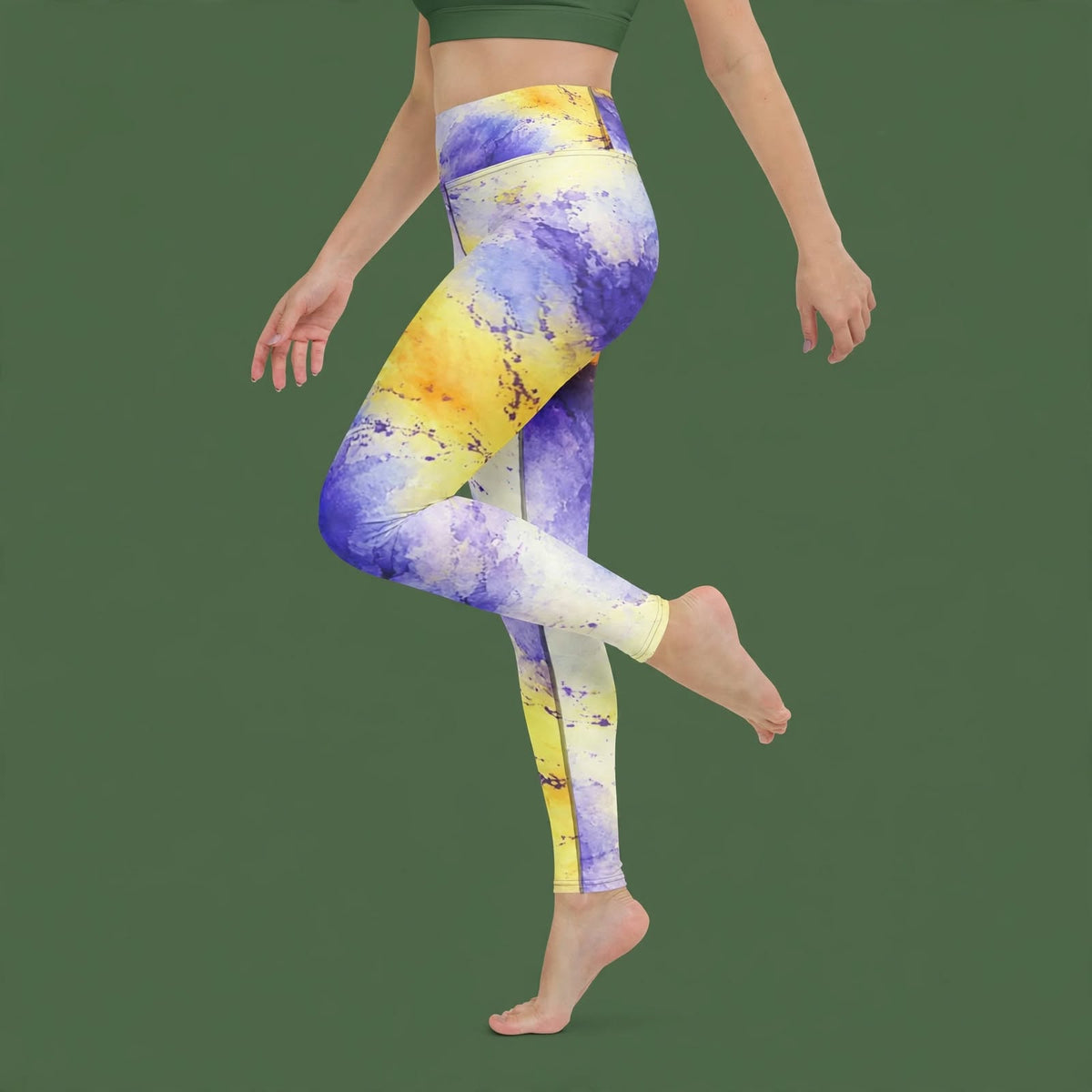 Penny Purple Picotee Viola Leggings – abstract print from the real flower, image 10