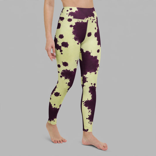 Leggings in the Autumn Fest Orchid (blush and lavender) print, studio product shot.