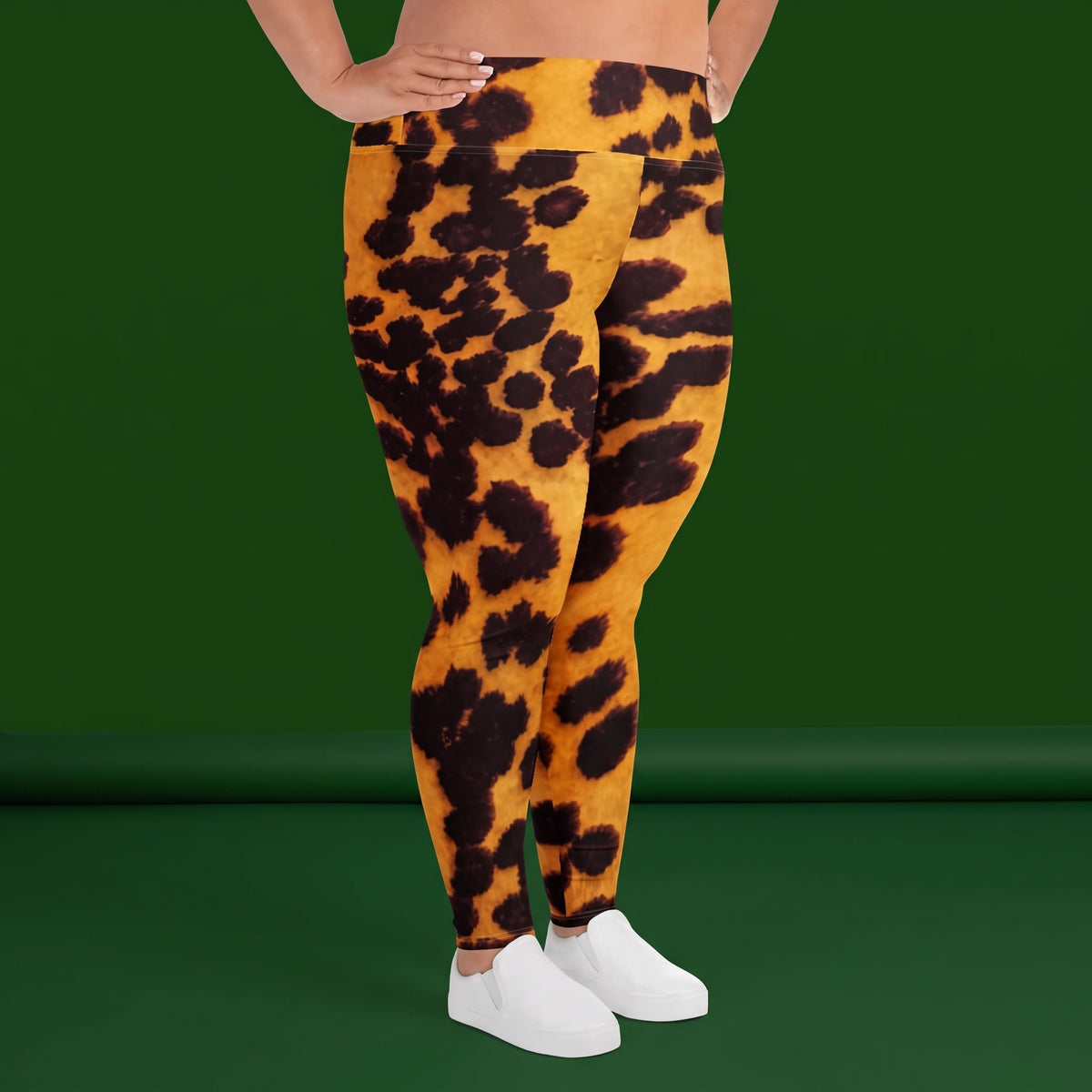 Tiger Orchid Plus Size Leggings – abstract print from the real flower, image 1