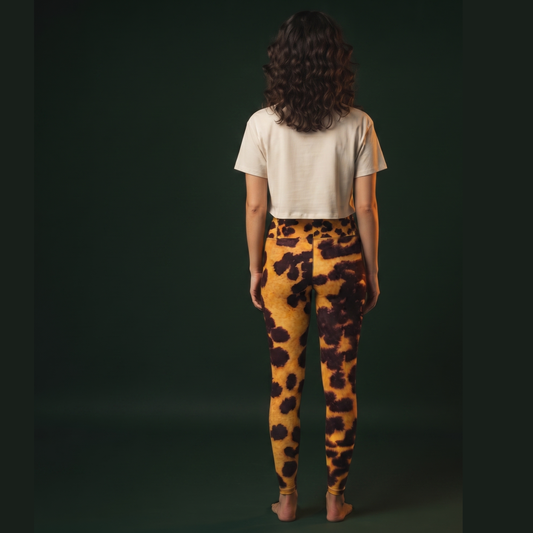 Tiger Orchid Leggings - side view, high-waisted yoga leggings