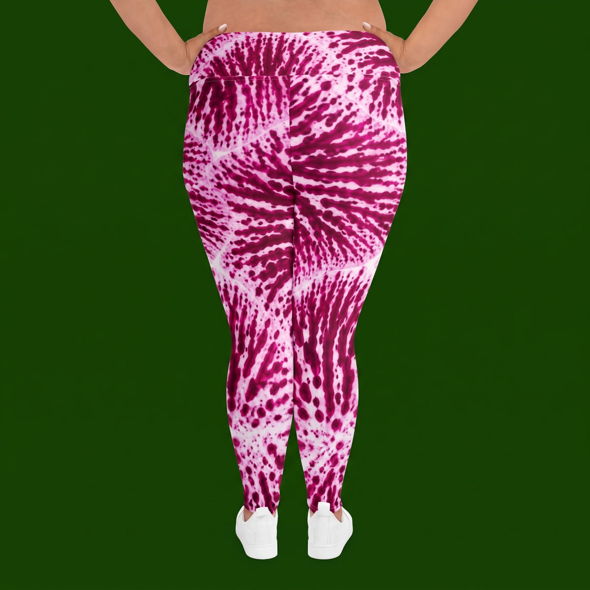 Phalaenopsis Orchid Plus Size Leggings – abstract print from the real flower, image 4