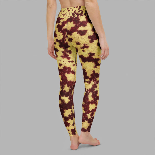Leggings in the Godefroyae Orchid (cream and burgundy) print, studio product shot (view 2).