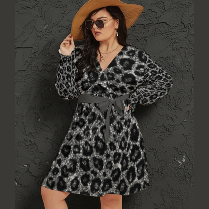 THE GRAPHITE APEX // SILVER LEOPARD DNA-MATCH WRAP DRESS