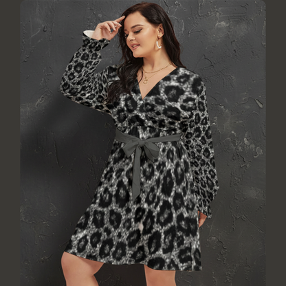 THE GRAPHITE APEX // SILVER LEOPARD DNA-MATCH WRAP DRESS