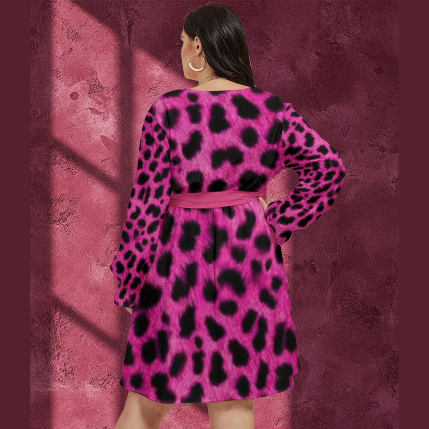 THE MAGENTA MIRAGE // PINK LEOPARD DNA-MATCH WRAP DRESS