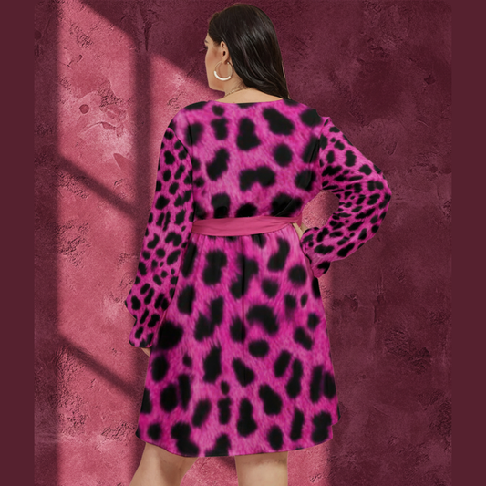 THE MAGENTA MIRAGE // PINK LEOPARD DNA-MATCH WRAP DRESS