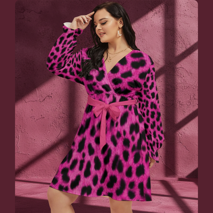 THE MAGENTA MIRAGE // PINK LEOPARD DNA-MATCH WRAP DRESS