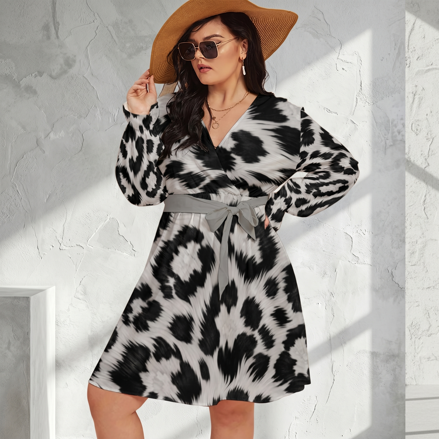 THE ARCTIC APEX // SNOW LEOPARD DNA-MATCH WRAP DRESS