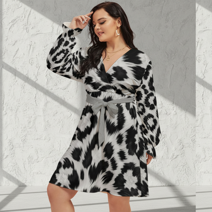 THE ARCTIC APEX // SNOW LEOPARD DNA-MATCH WRAP DRESS