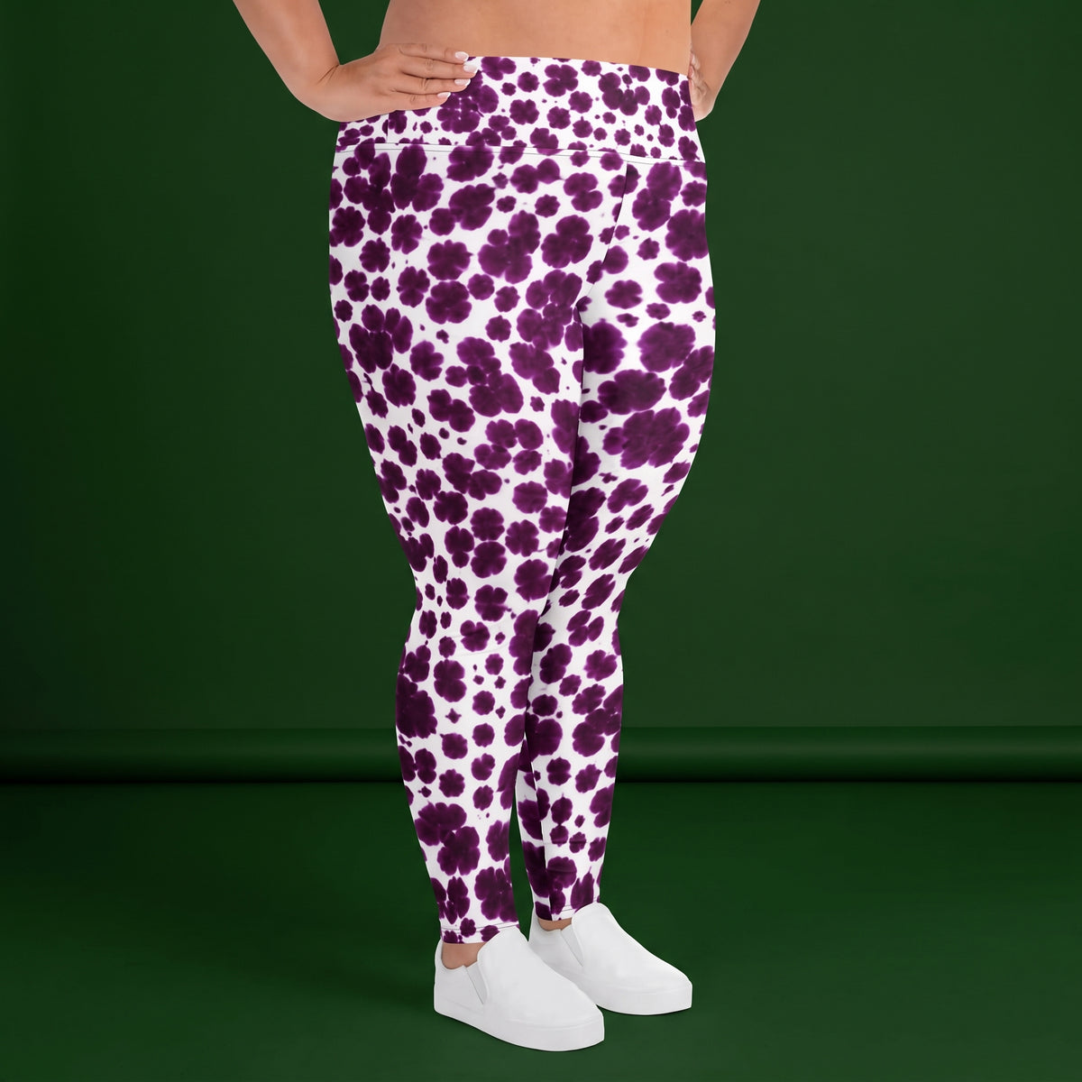 Lioulin Wild Cat Orchid Plus Size Leggings – abstract print from the real flower, image 4