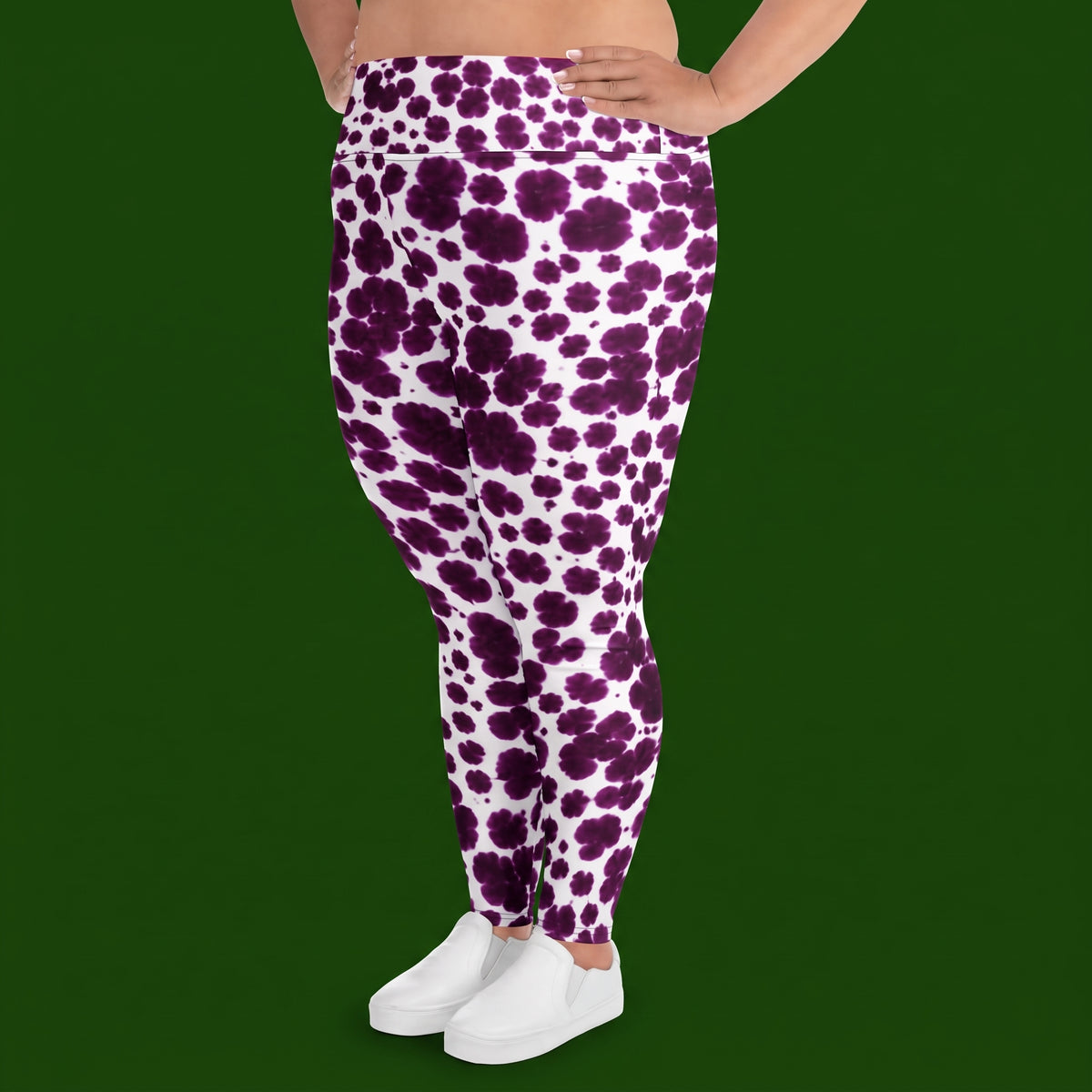 Lioulin Wild Cat Orchid Plus Size Leggings – abstract print from the real flower, image 1