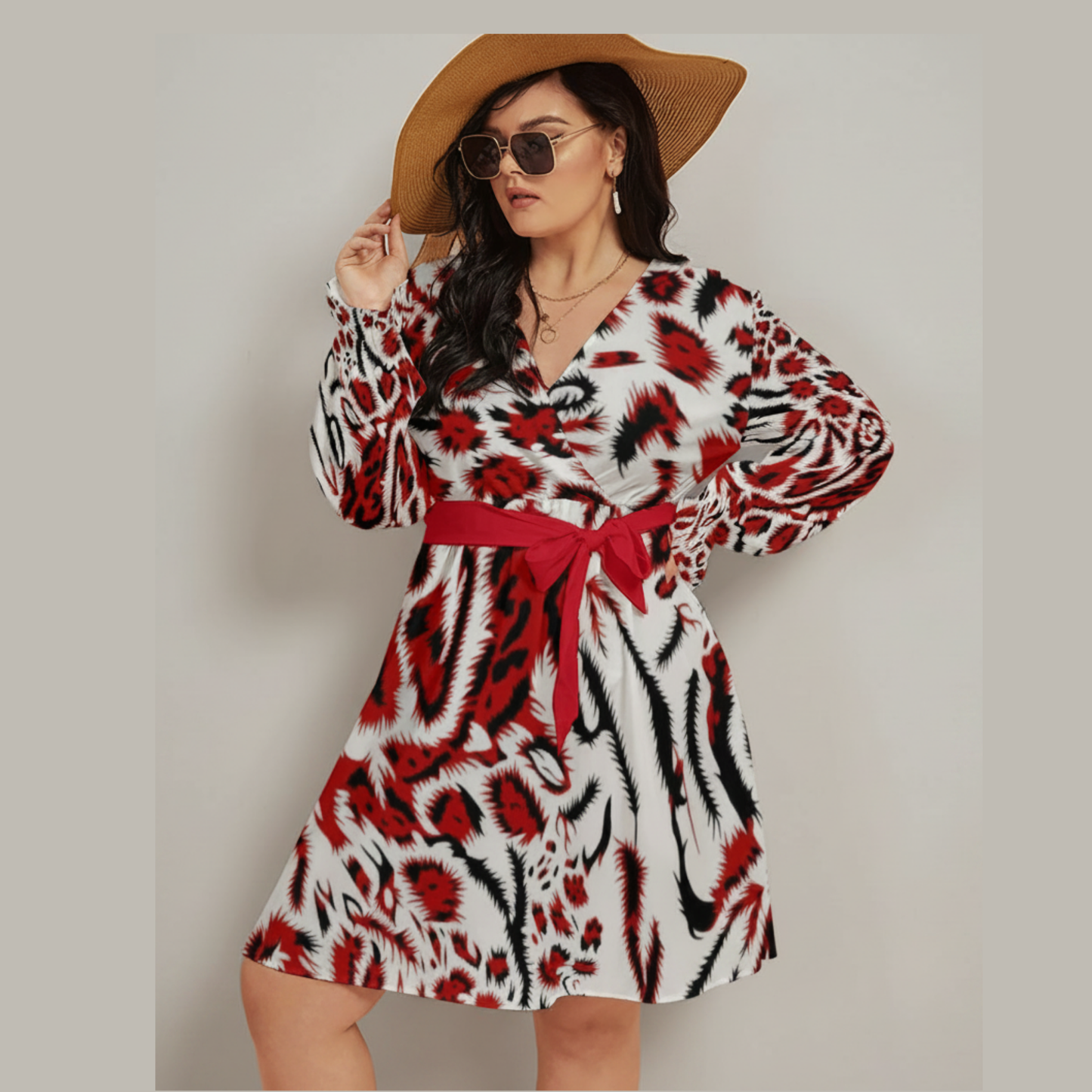 THE SCARLET CATALYST // RED & OBSIDIAN DNA-MATCH WRAP DRESS