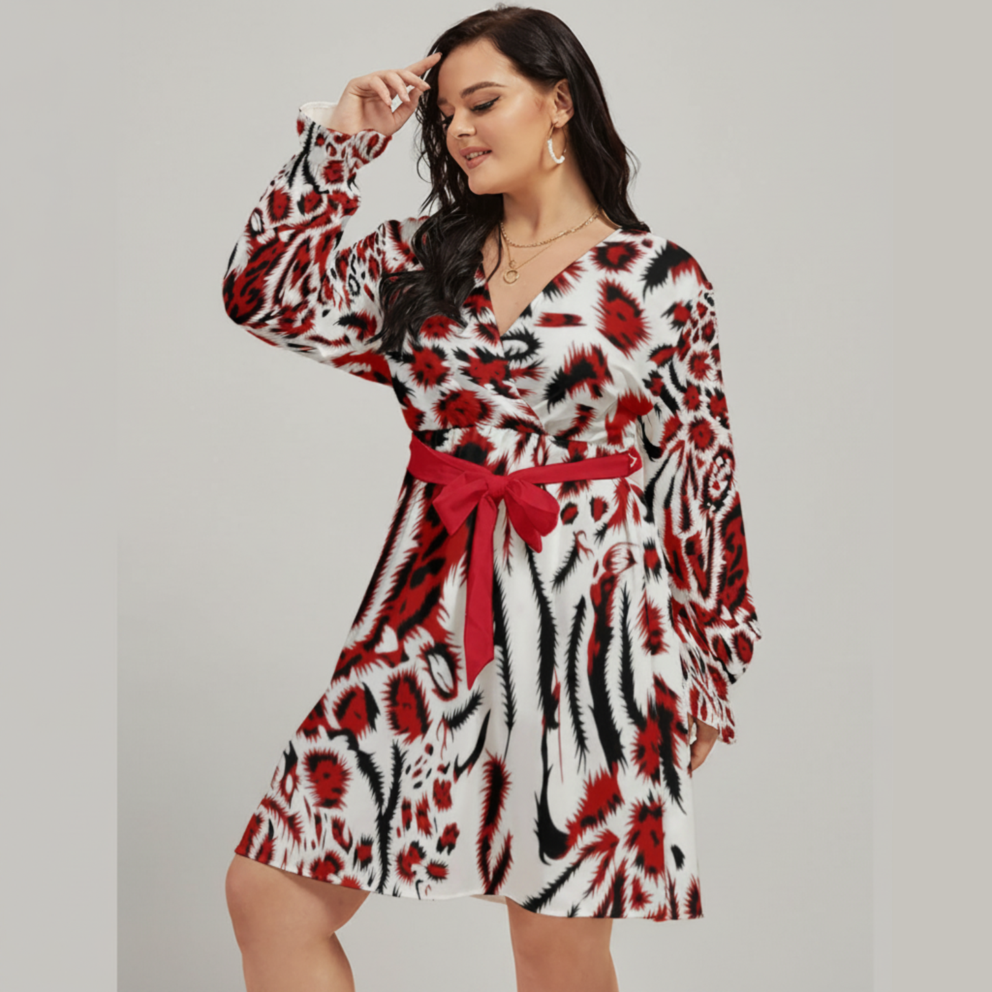 THE SCARLET CATALYST // RED & OBSIDIAN DNA-MATCH WRAP DRESS
