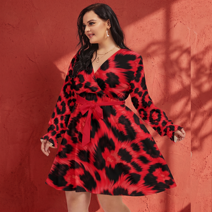 THE CRIMSON ROSETTE // RED LEOPARD DNA-MATCH WRAP DRESS
